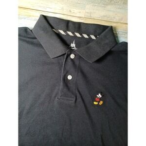 Disney Parks Men's Meduim Embroidered Mickey Mouse Polo Shirt Short Sleeve Black